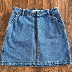 Hollister Blue Front-Zip Denim Mini Skirt